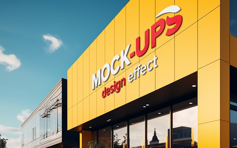 Facade sign 3d realistic storefront sign mockup Product Mockup