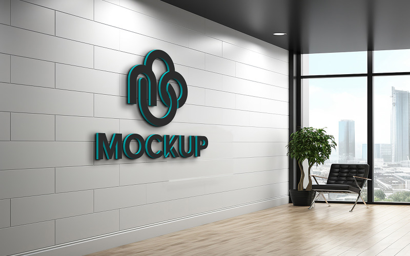 3d office wall logo mockup Product Mockup