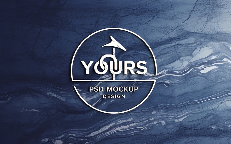 White 3d logo mockup on black wall Product Mockup