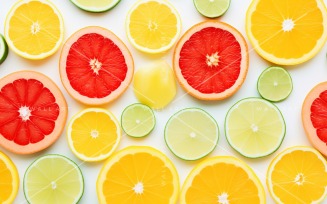 Citrus Fruits Background flat lay on green Background 55