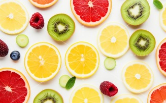 Citrus Fruits Background flat lay on green Background 56