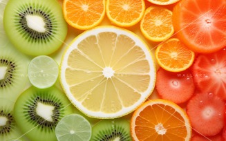 Citrus Fruits Background flat lay on green Background 57