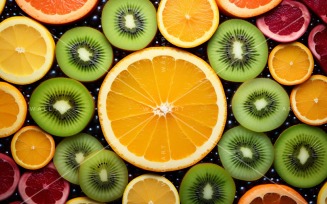 Citrus Fruits Background flat lay on green Background 58