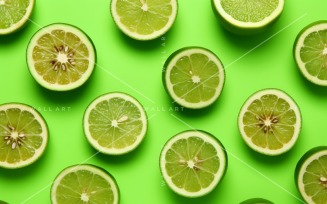 Citrus Fruits Background flat lay on green Background 66