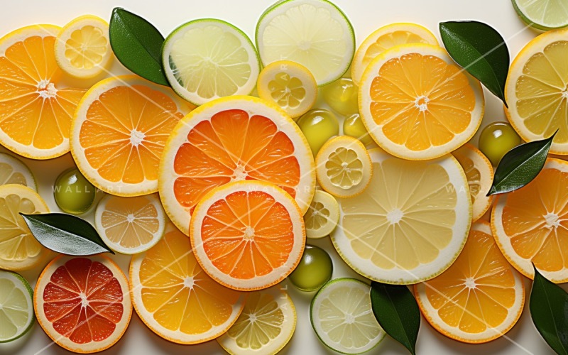 Citrus Fruits Background flat lay on white Background 93 Illustration