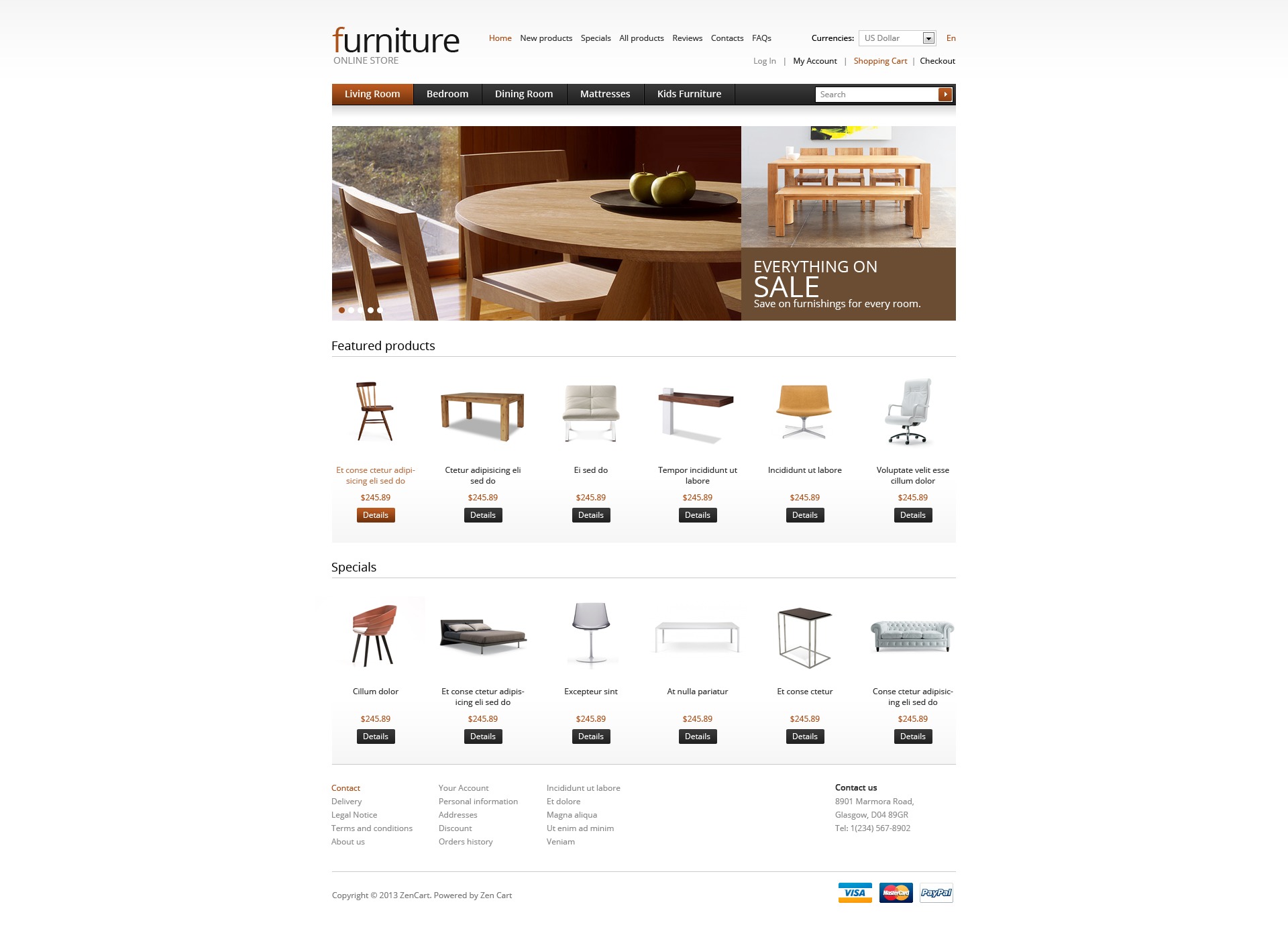 Wooden Furniture ZenCart Template 41918