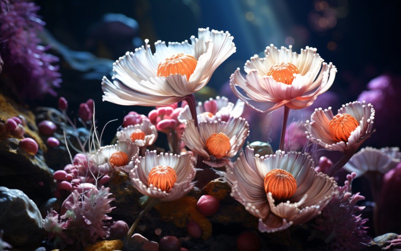 Colourful underwater plant Sea Anemone Scene 34 Illustration