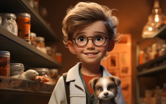 3D Character Boy Veterinarian with relevant environment 4