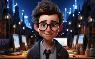 3D Character Boy Web_Developer with relevant environment 4