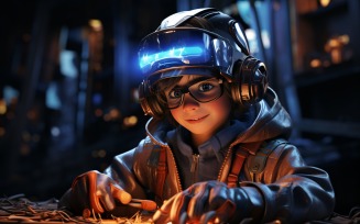 3D Character Child Boy Welder with relevant environment 2
