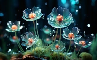 Sea Anemone Glowing Underwater Scene 100