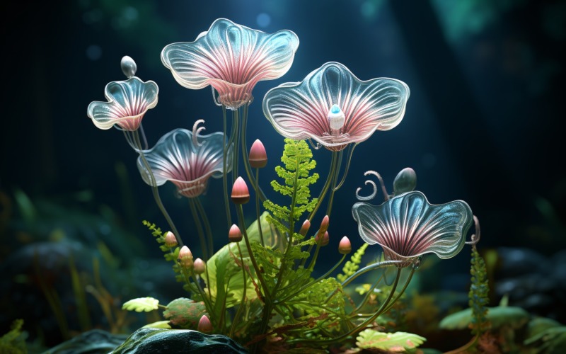 Sea Anemone Glowing Underwater Scene 15 Illustration