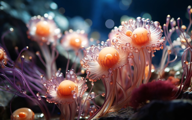 Sea Anemone Glowing Underwater Scene 27 Illustration