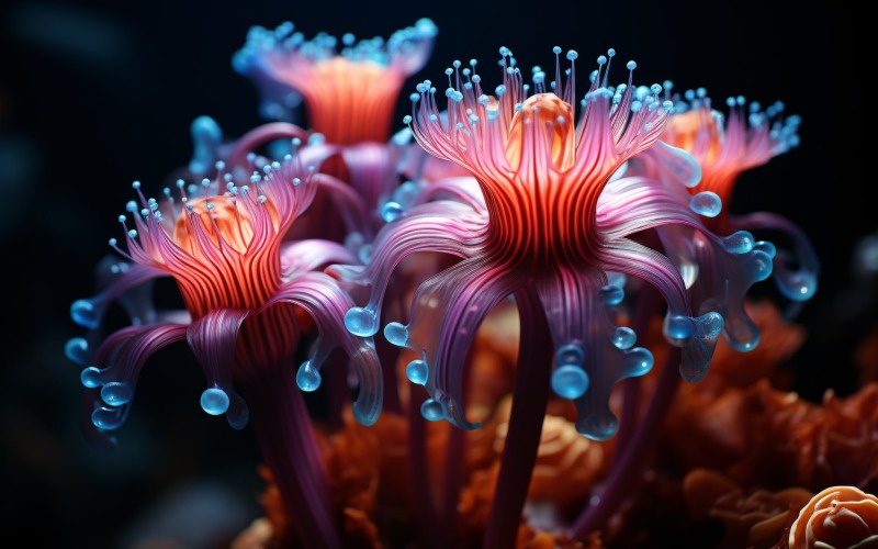 Sea Anemone Glowing Underwater Scene 69 Illustration