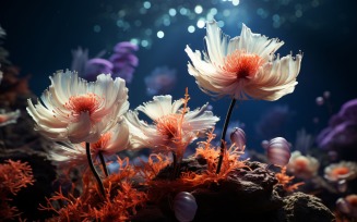 Sea Anemone Glowing Underwater Scene 76