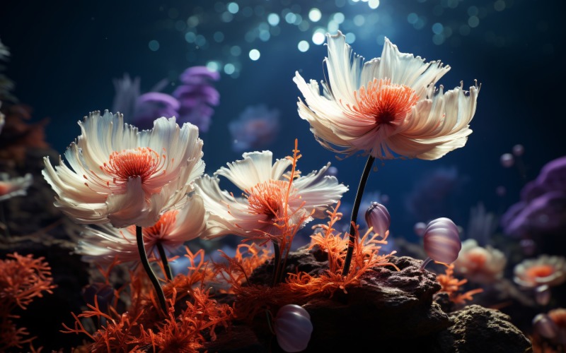 Sea Anemone Glowing Underwater Scene 76 Illustration