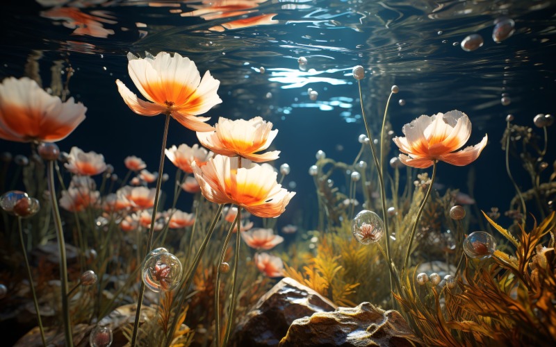 Sea Anemone Glowing Underwater Scene 79 Illustration
