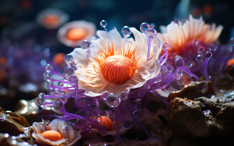 Sea Anemone Glowing Underwater Scene 85 Illustration