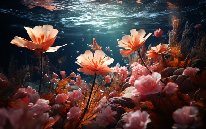 Underwater crystal flowers plant Wallpaper 41 Illustration