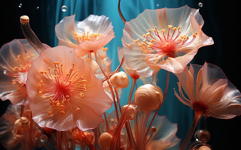 Underwater crystal flowers plant Wallpaper 50 Illustration