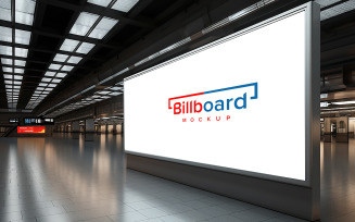 Billboard mockup in subway or metro station psd template