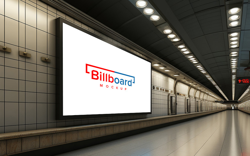 Billboard mockup in subway Product Mockup