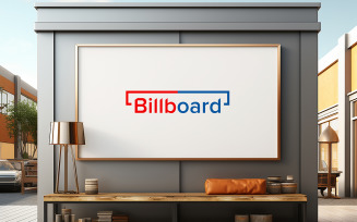 Billboard mockup with design space urban light box inside billboard mockup with blues sky