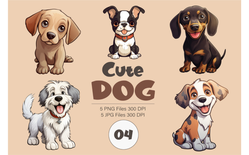 Cute cartoon dog 04. TShirt Sticker. Illustration
