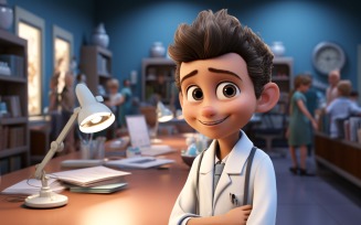 3D Character Child Boy Doctor with relevant environment 1.