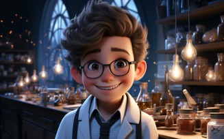 3D Character Child Boy scientist with relevant environment 4.