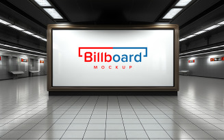 Mock up blank billboard with copy space for advertising or media and content marketing train station