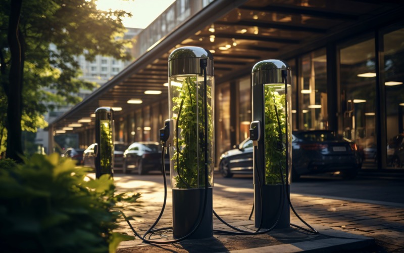 Electric Cars and bike charging stations 33 Illustration