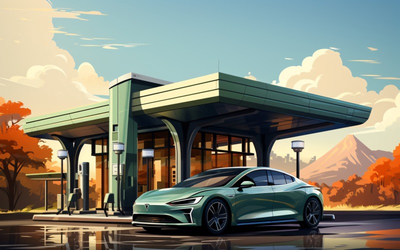 Electric Vehicle Chargers Dispenser 25 Illustration