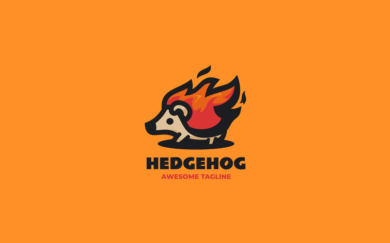 Hedgehog Fire Simple Mascot Logo Logo Template