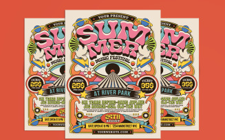 Retro 70's Summer Music Festival Flyer Tempalte