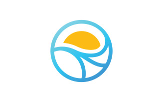Ocean Wave Logo Template Vector Ocean simple and modern logo design V1