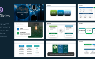 Global Pitch deck Animated PPT slides Minimal corporate theme