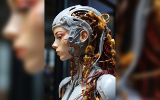 Anthropomorphic Female robot futuristic techno Cyberpunk 02