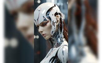 Anthropomorphic Female robot futuristic techno Cyberpunk 08