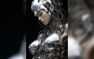 Anthropomorphic Female robot futuristic techno Cyberpunk 14
