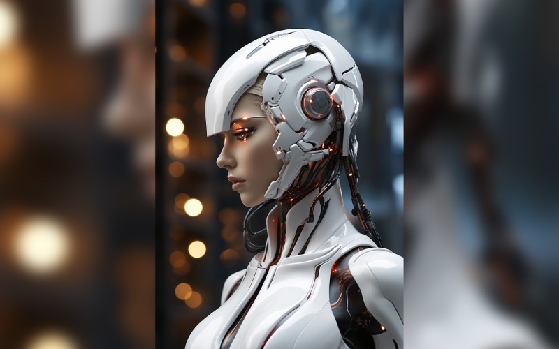 Anthropomorphic Female robot futuristic techno Cyberpunk 28 Illustration