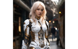Anthropomorphic Female robot futuristic techno Cyberpunk 42