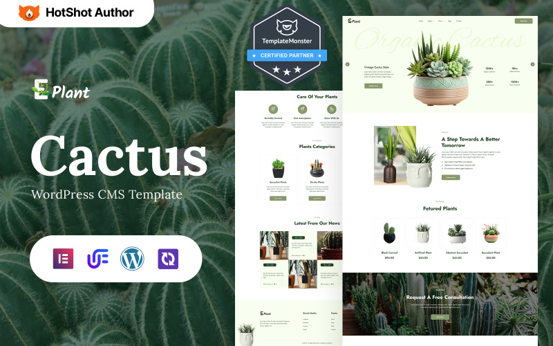 E-plant - Cactus Plant Shop, Landscape And Gardening WordPress Elementor Theme WordPress Theme