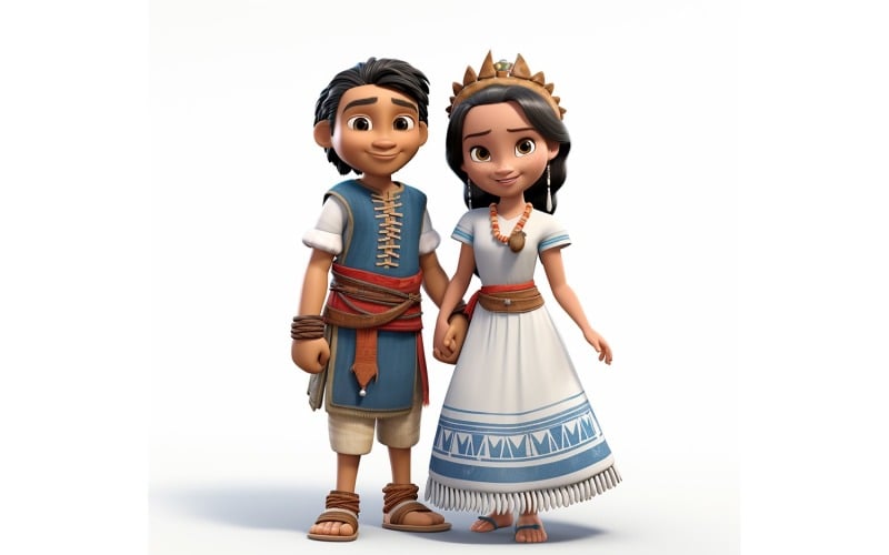 Boy & Girl couple world Races in traditional cultural dress 09 Illustration