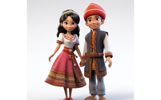 Boy & Girl couple world Races in traditional cultural dress 11