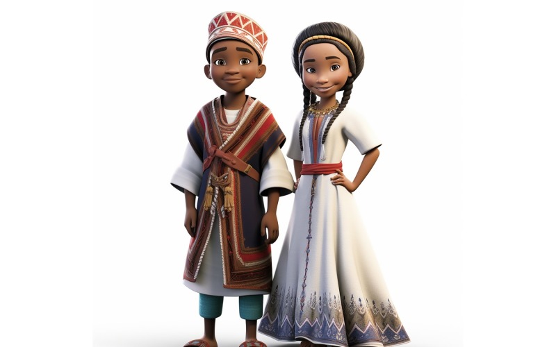 Boy & Girl couple world Races in traditional cultural dress 28 Illustration