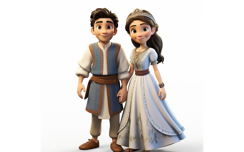Boy & Girl couple world Races in traditional cultural dress 41 Illustration