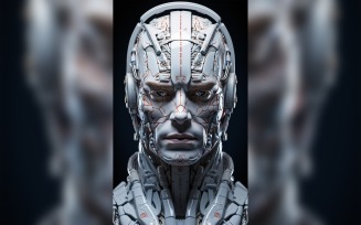 Close-up anthropomorphic Female robot Frostpunk Portraiture 104