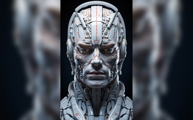 Close-up anthropomorphic Female robot Frostpunk Portraiture 104 Illustration