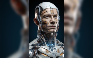 Close-up anthropomorphic Female robot Frostpunk Portraiture 106